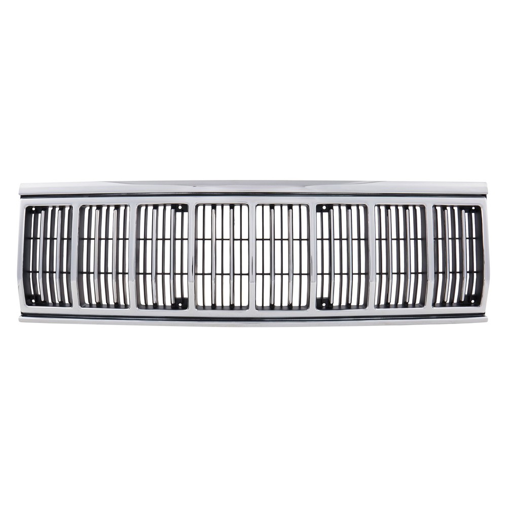 Grille For 91-96 Jeep Cherokee CHrome Shell Black Insert Cross Bar Style Plastic
