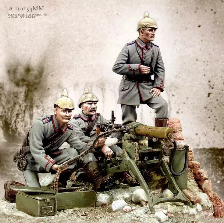 1/35 Resin Figure Model Kit 3 German Soldiers Machine Gun Team WWI Unpainted