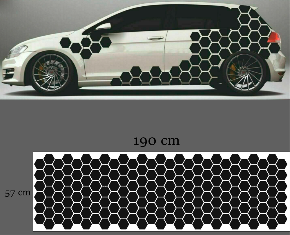 Car Camouflage Kit Solid Hexagon Honeycomb Side Stickers Decals Graphics Vinyl