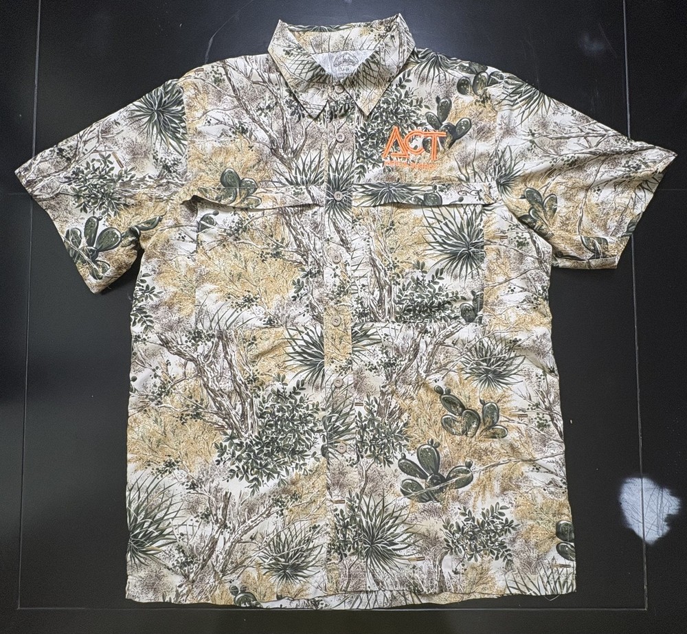 Game Guard Men’s L Cactus Print Short Sleeve Button Up Shirt Vented Hunt Fishing