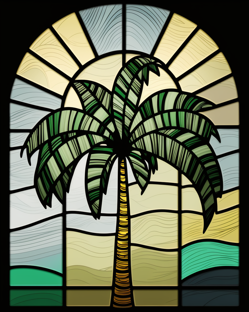 5D Diamond Painting Green Palm Tree Abstract Kit-image