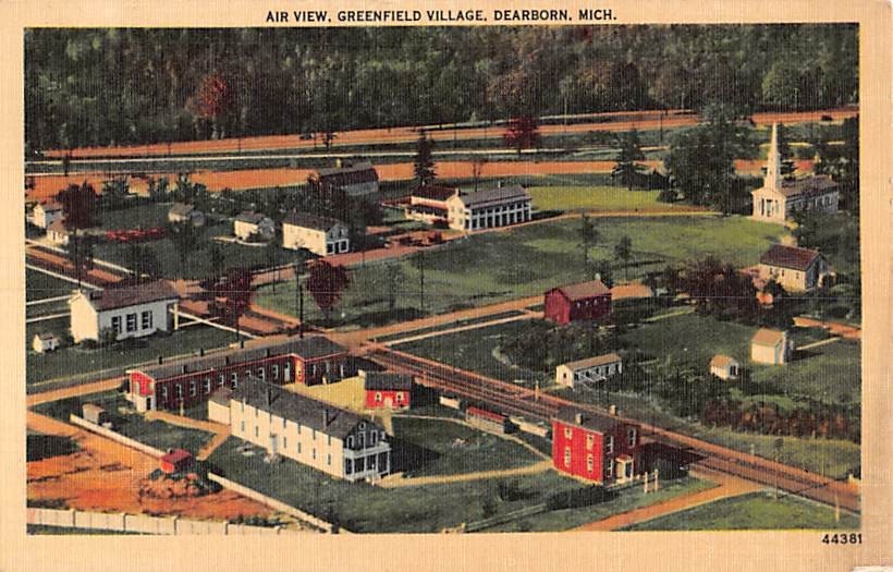 Postcard Aerial View Greenfield Village Dearborn Michigan USA