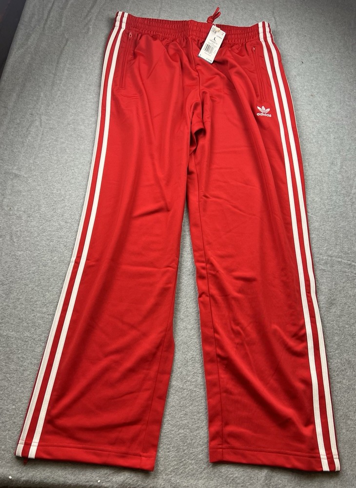 adidas Original Firebird Men’s Track Pants IJ7057 Red/White Zip Pockets Size L