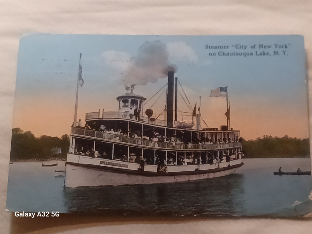 Vintage 1908 Post Card, The Steamer 