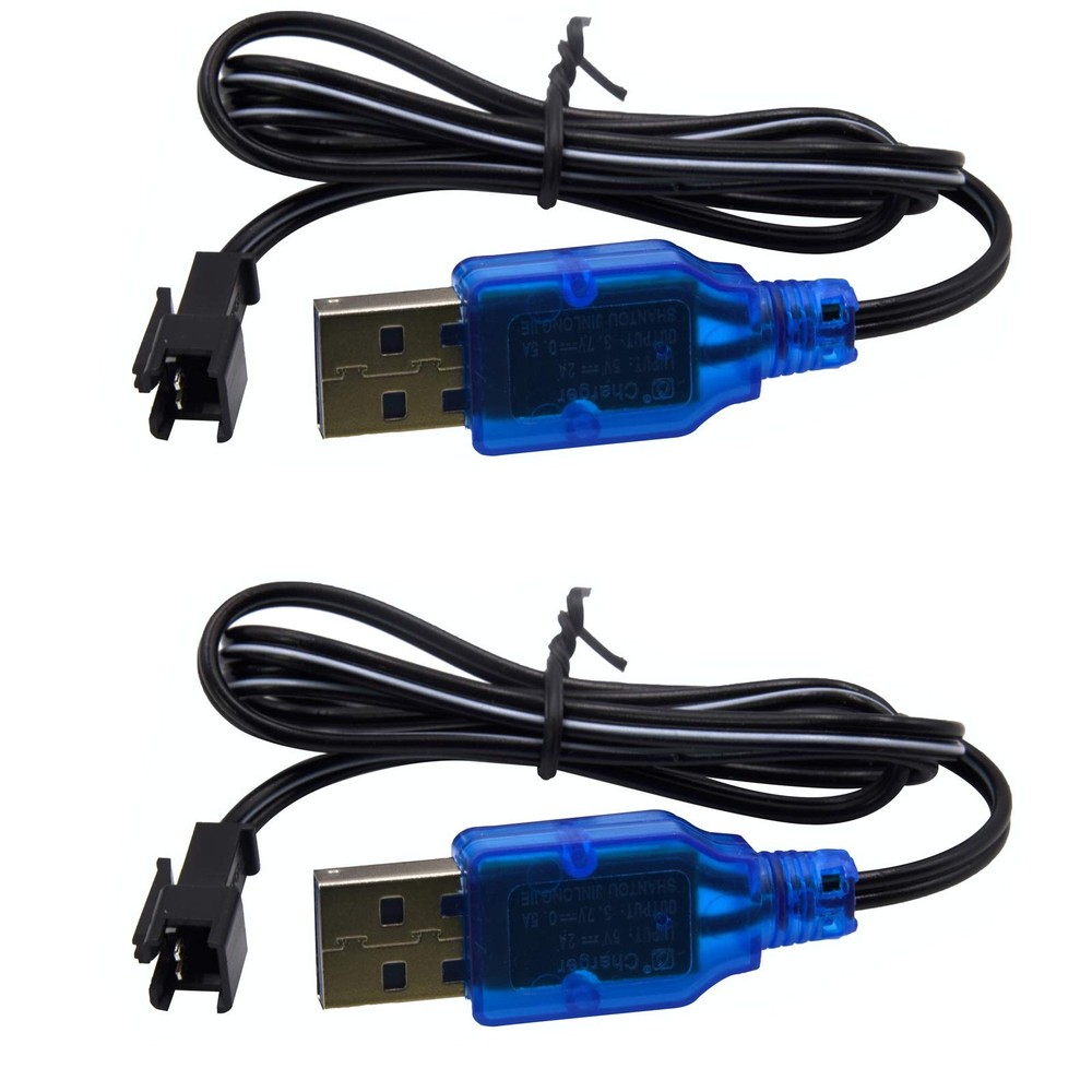 Blomiky 2 Pack 3.7V USB Charger Cable with SM-2P Plug Connector for Mini Blue