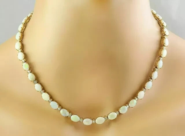 10Ct Oval Lab-Created Fire Opal Choker Necklace in 14K Yellow Gold Plated
