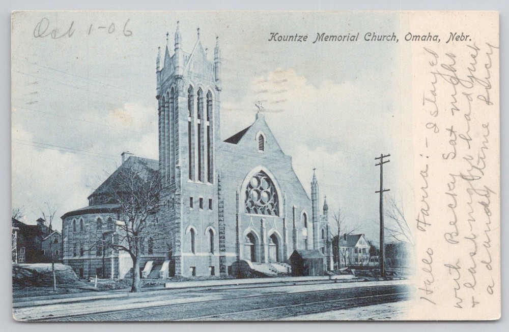 1906 Kountze Memorial Church Omaha Nebraska Posted Postcard