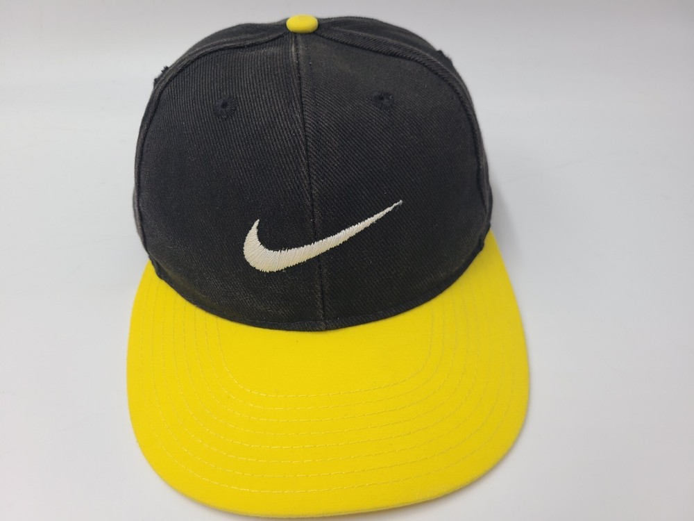 Vintage Youth Nike Snapback Hat Cap Swoosh Baseball Kids Boys Girls Black Yellow