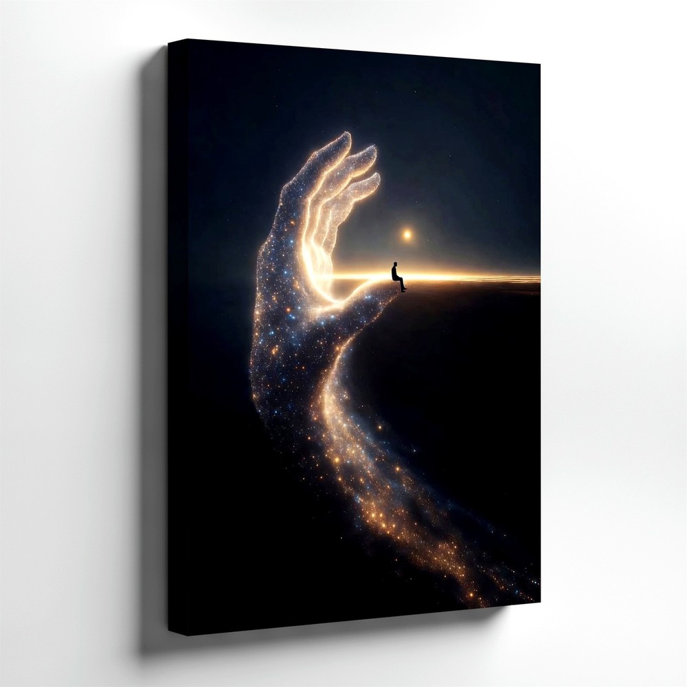 Wall Art Cosmic Hand Galaxy Surreal Figure Space Fantasy Canvas Print Decor