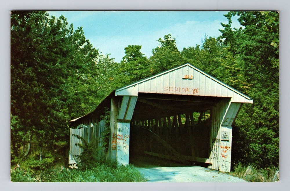 Cutler IN-Indiana, Carroll County Adams Mill Bridge, Antique Vintage Postcard