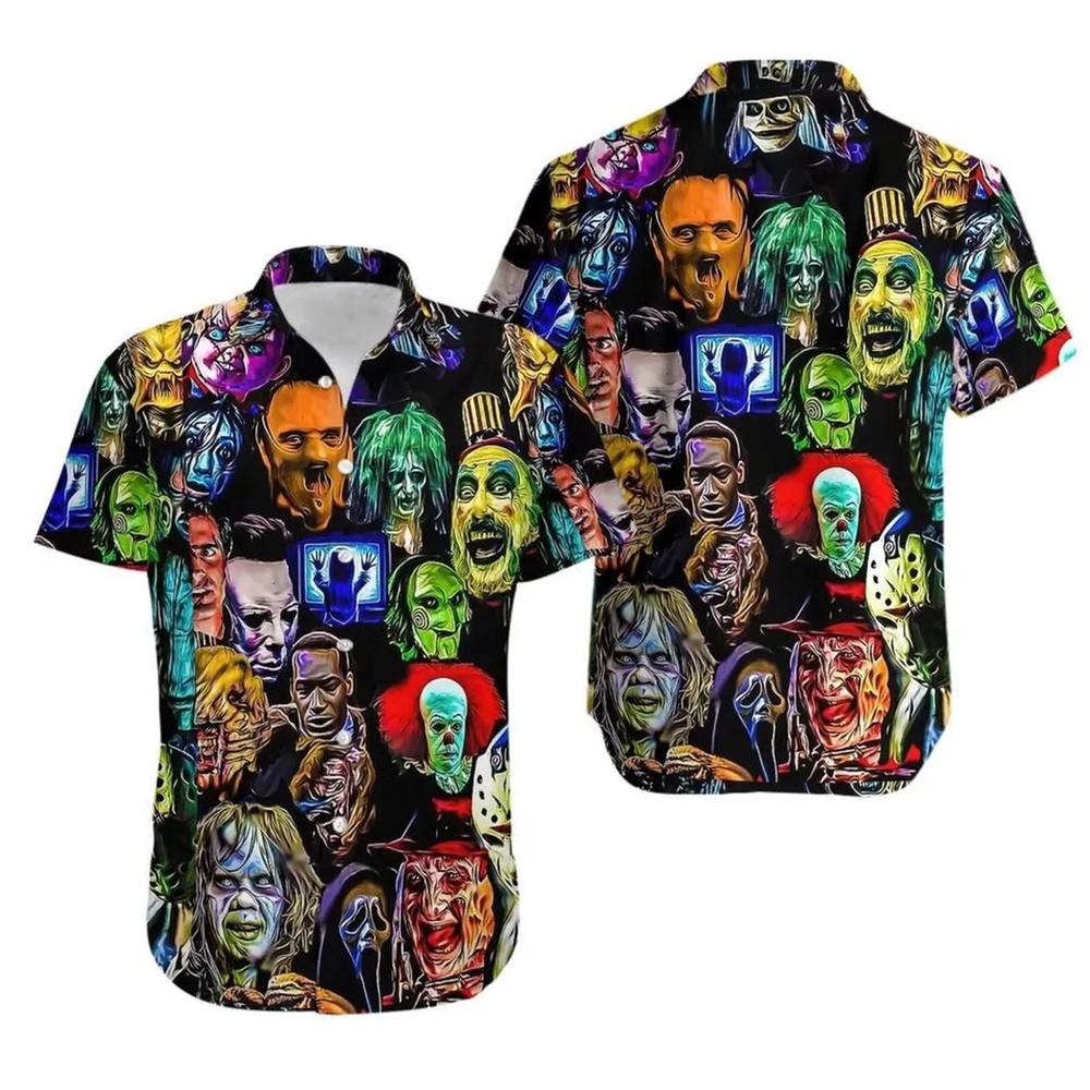 Horror Movie Character Hawaiian Shirt for Halloween Fans