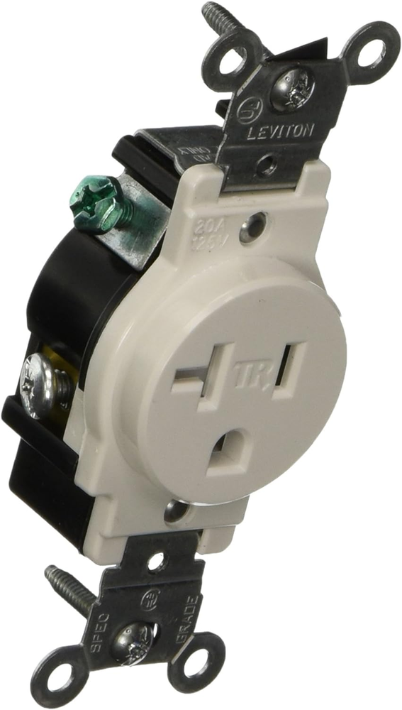 T5020-W 20-Amp 125-Volt NEMA 5-20R, 2-Pole, 3W, Narrow Body Single Receptacle,