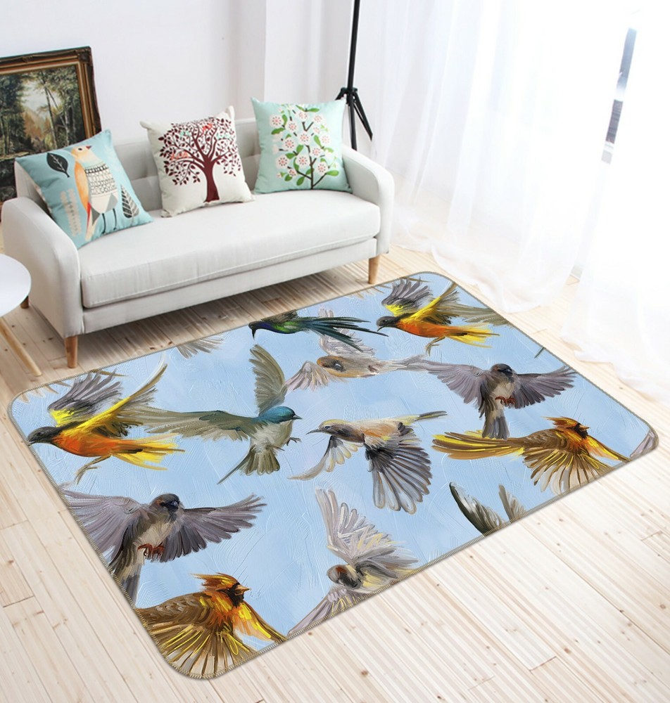 3D Hand Painted Bird O3229 Animal Non Slip Rug Mat Elegant Photo Carpet Fay