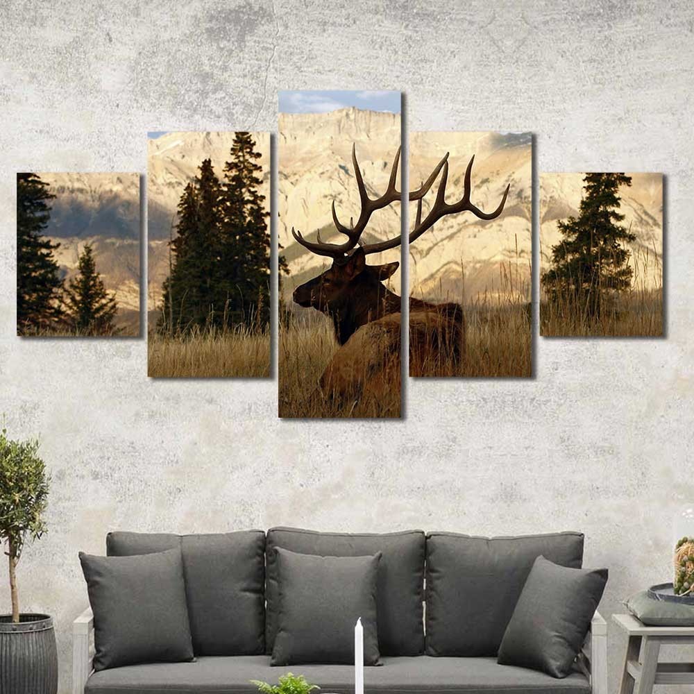 Elk Rocky Mountain Multiple Options 3 4 5 Panel Canvas Wall Art Home