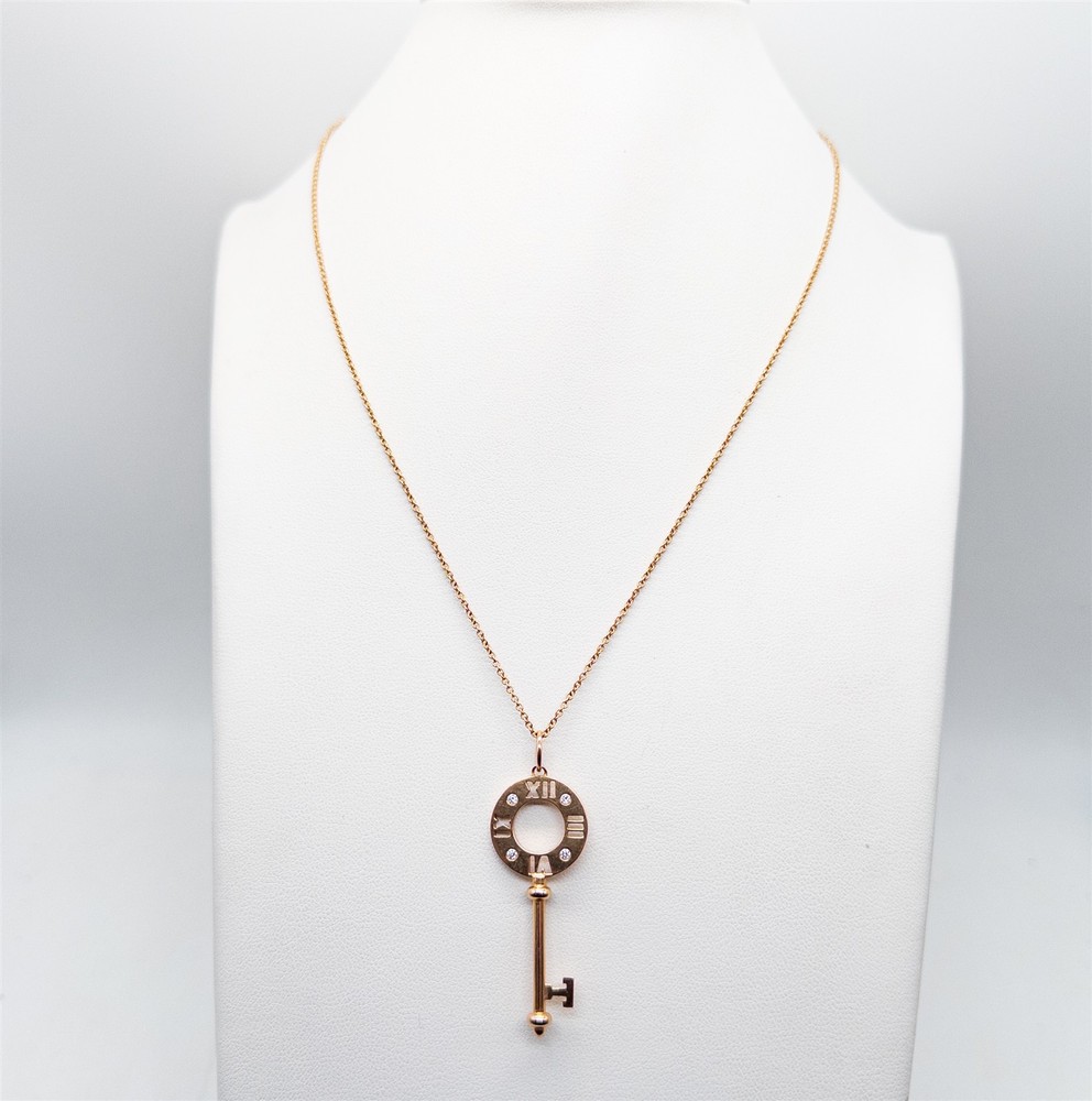 $4250 Tiffany & Co 18k Rose Gold ATLAS Diamond KEY 18