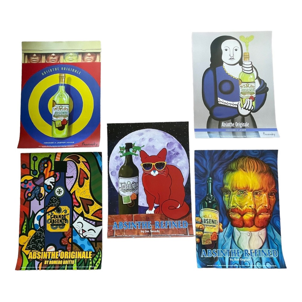 ABSINTHE Absente Lot of 5 Ad Posters 26x19 by Britto English Pacovsky Tweedy-image