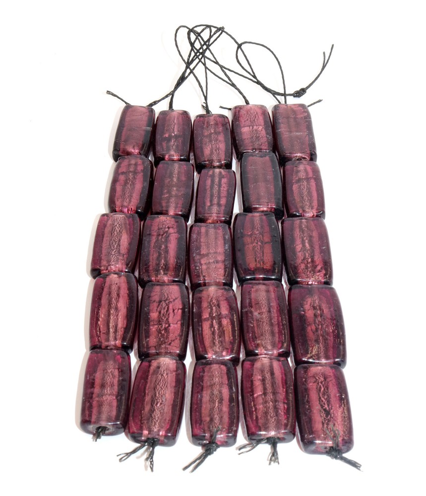 5 Strands, 22x40mm Silver Foiled Glass Beads for jewelry making and decoration