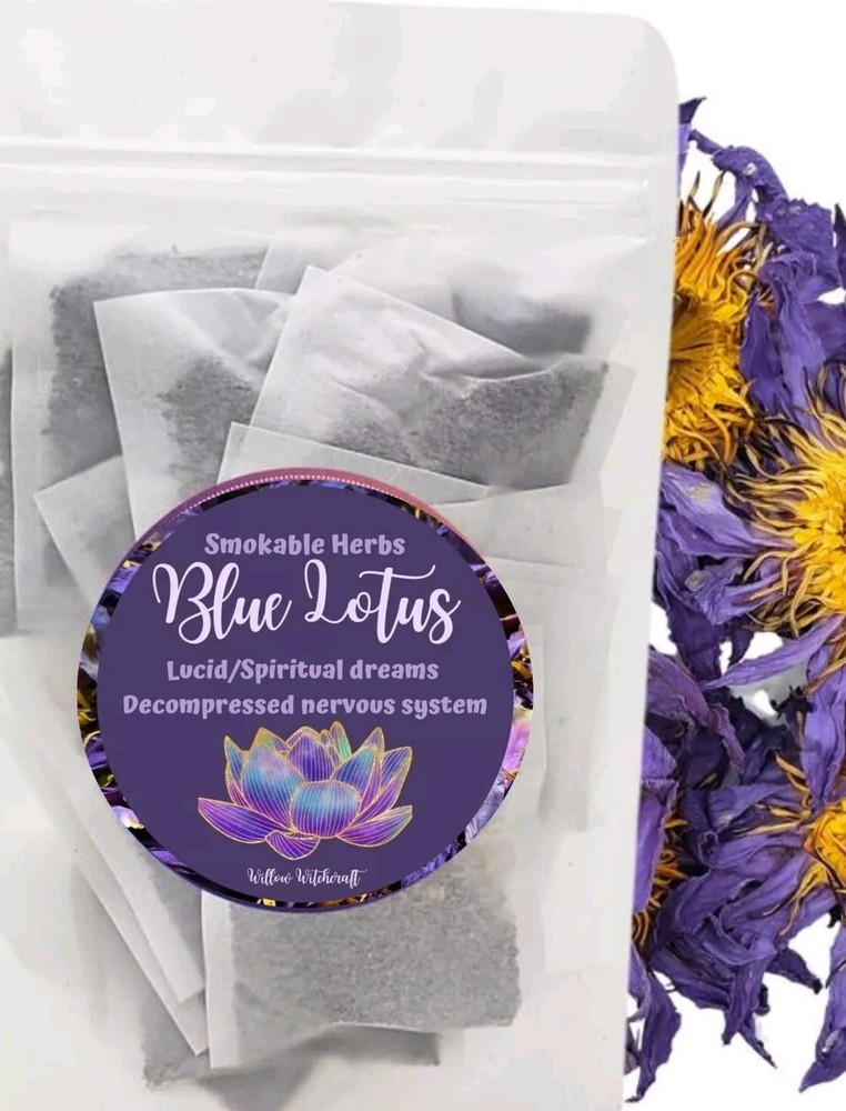 Organic Blue Lotus Flower Tea Bags - Dried Nymphaea Caerulea Petals - 15 Herbal Infusions