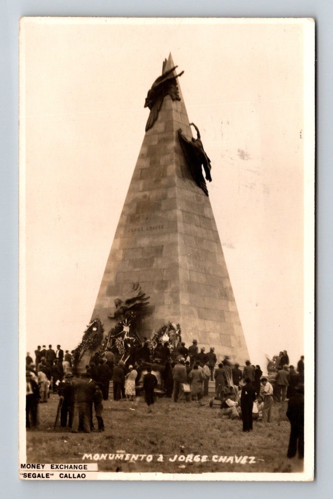 Peru- Lima Monument To Aviator Jorge Chavaz Postal Old PC View Vintage Postcard