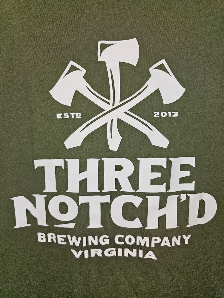 Three Notchd Brewing Co Virginia Large Mens Green Graphic Logo Tshirt