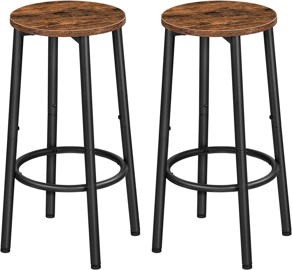 Modern Kitchen Bar Stools Set of 2 with Footrest - Brea Round Height Stools