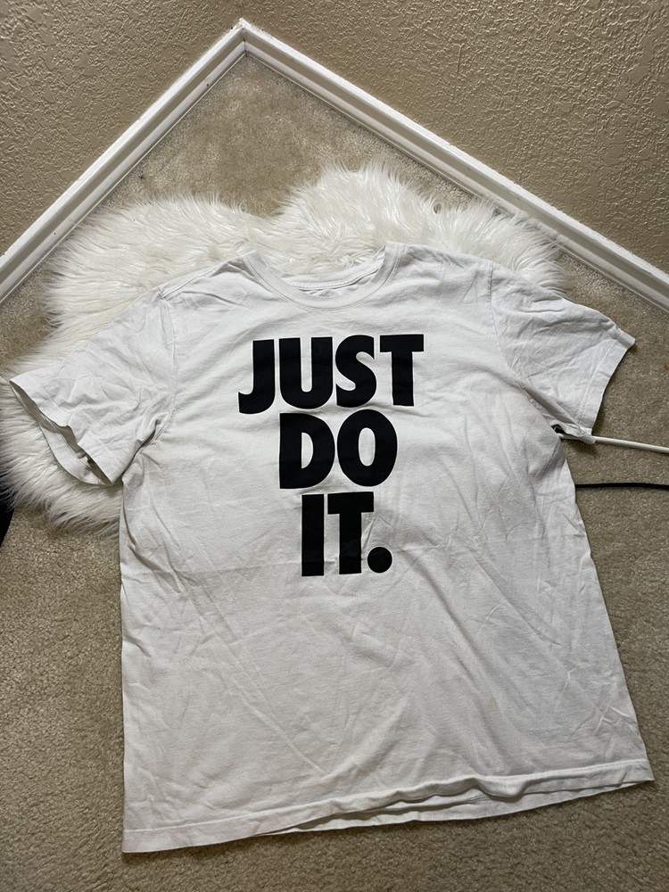 Men's Nike Just Do It T Shirt Sz Xl 100% Cotton White Black