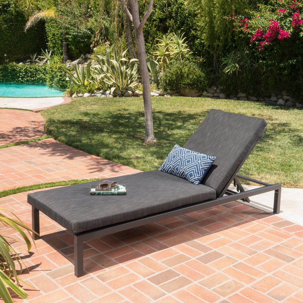 Navan Dark Grey Chaise Lounge for Patio Outdoor Relaxation
