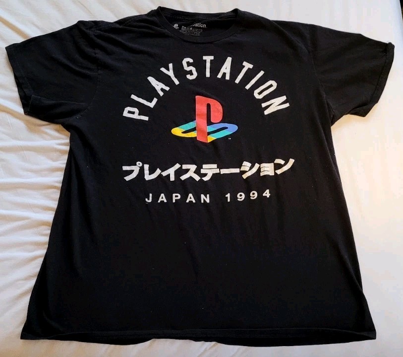 PlayStation Japan T-Shirt Mens Medium Black Short Sleeve Gamer Tee