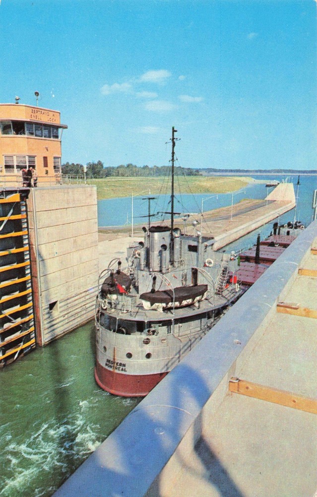 Freighter Ship - St Lawrence Seaway & Power Project - Ontario Canada Postcard