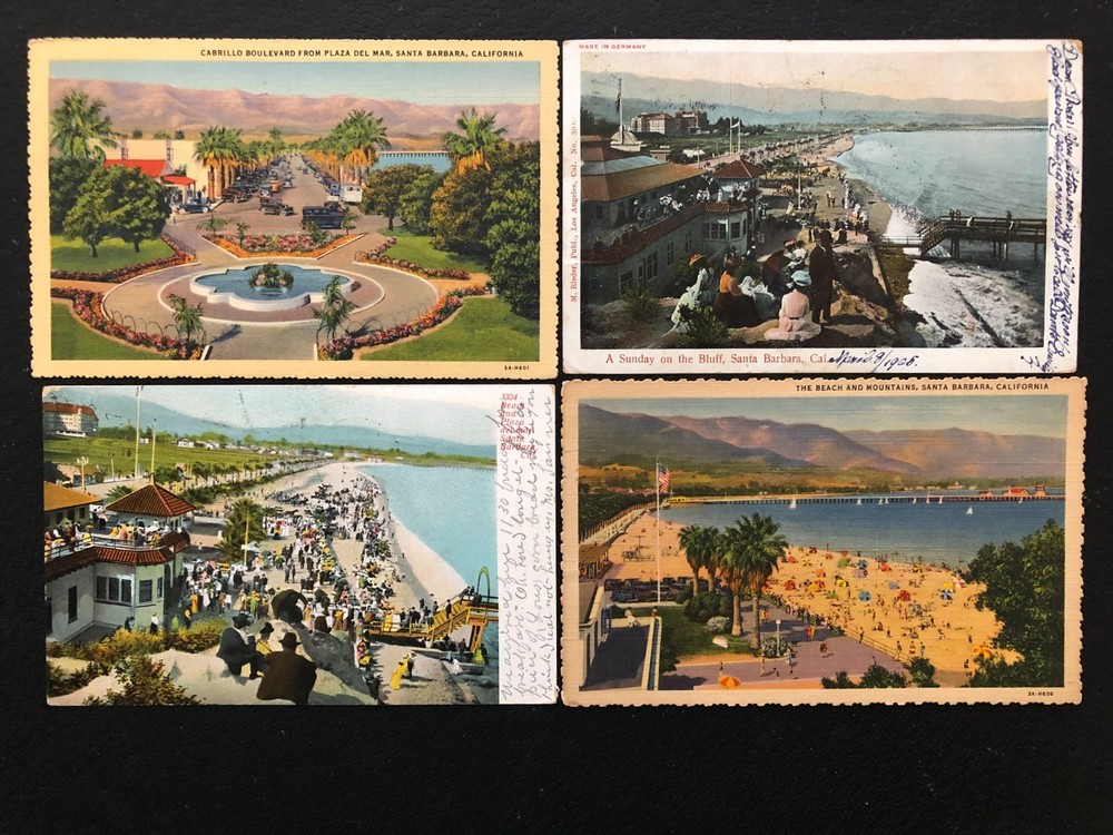 [4] Shoreline Scenes Santa Barbara California postcards [all posted]