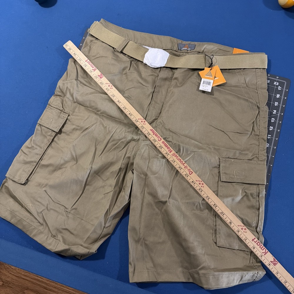 Roadblock Cargo Shorts Mens 42 Khaki Brown Belted Baggy Wide-Leg Golf - New