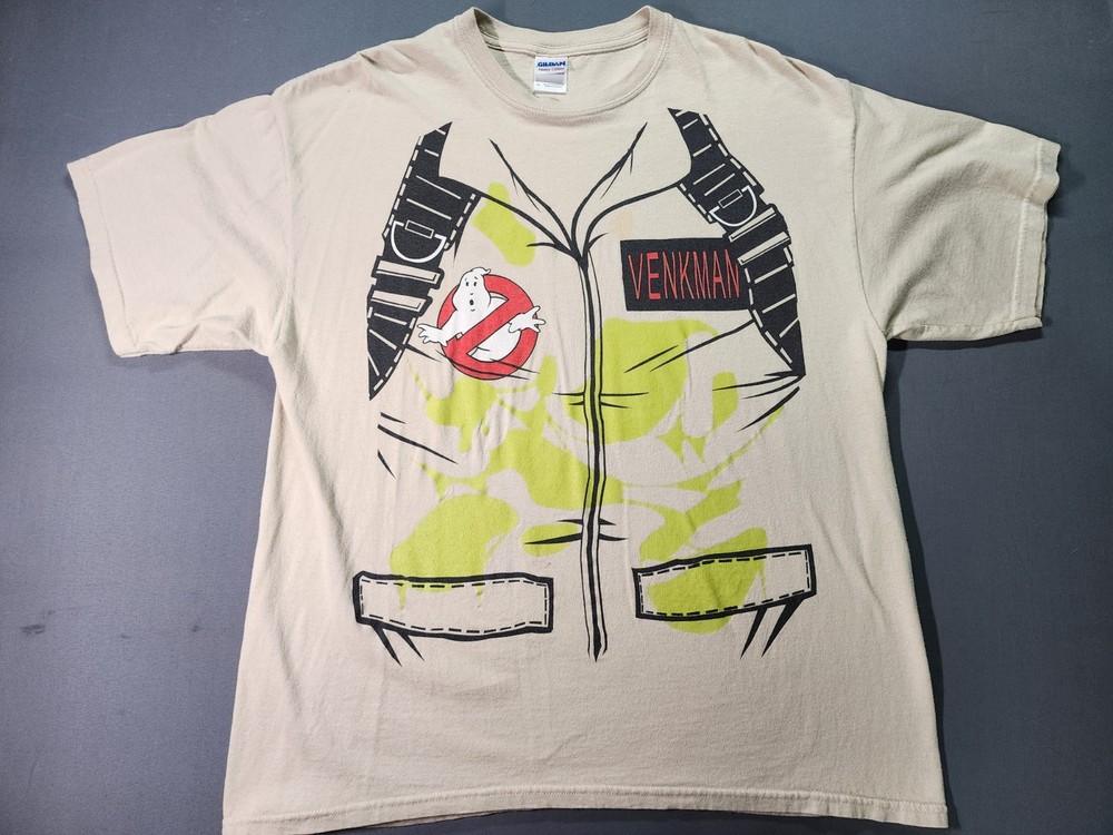 Vtg Ghostbusters Venkman T Shirt XL Tan Movie Promo Costume Ghost Halloween Y2K