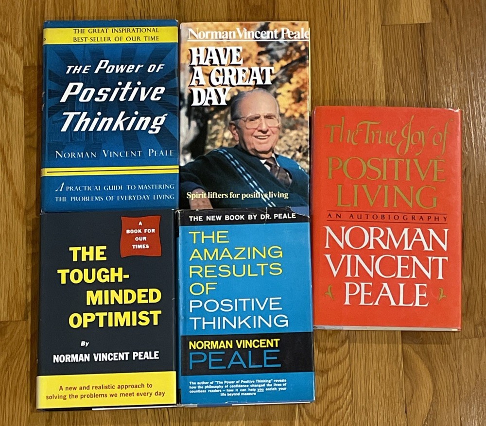 5-Norman Vincent Peale HCDJ Books:Positive Thinking, Results, Grt Day, Bio, Opt