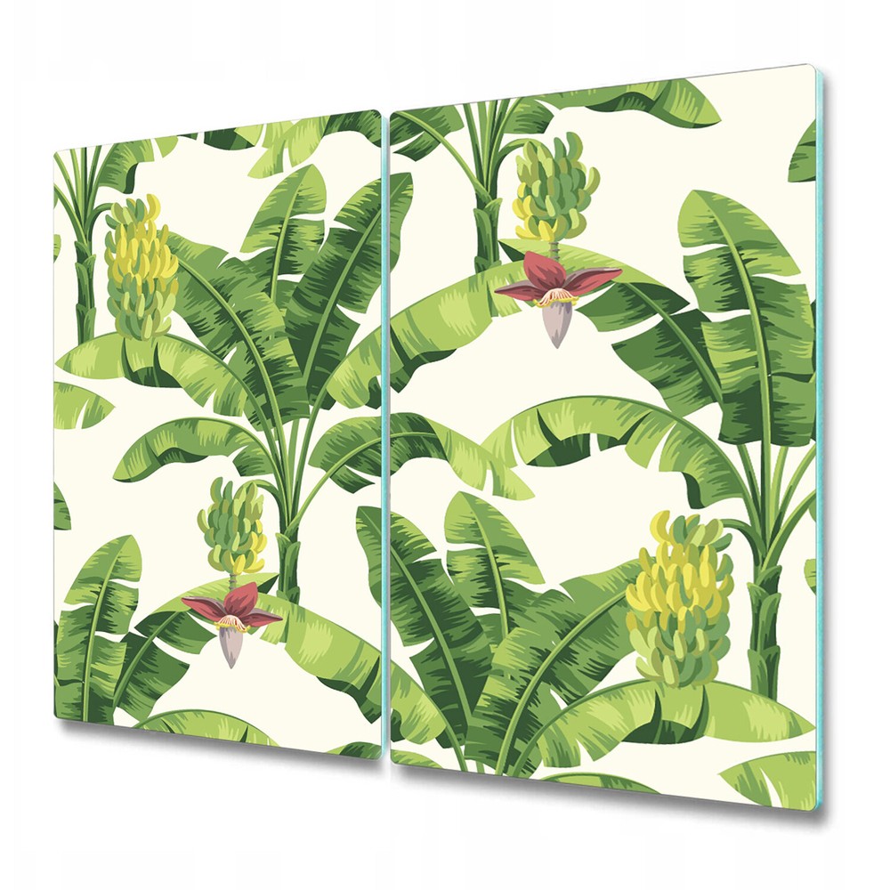 Glass Chopping Board Tropical Banana Palms Vector Jungle Hawaiian 2x30x52