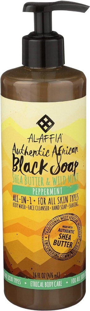 Alaffia Authentic African Black Soap Multiuse Body Wash Shampoo and Shavi