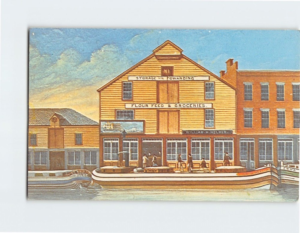 Postcard 7 Docks Street Erie Canal at Schenectady New York USA
