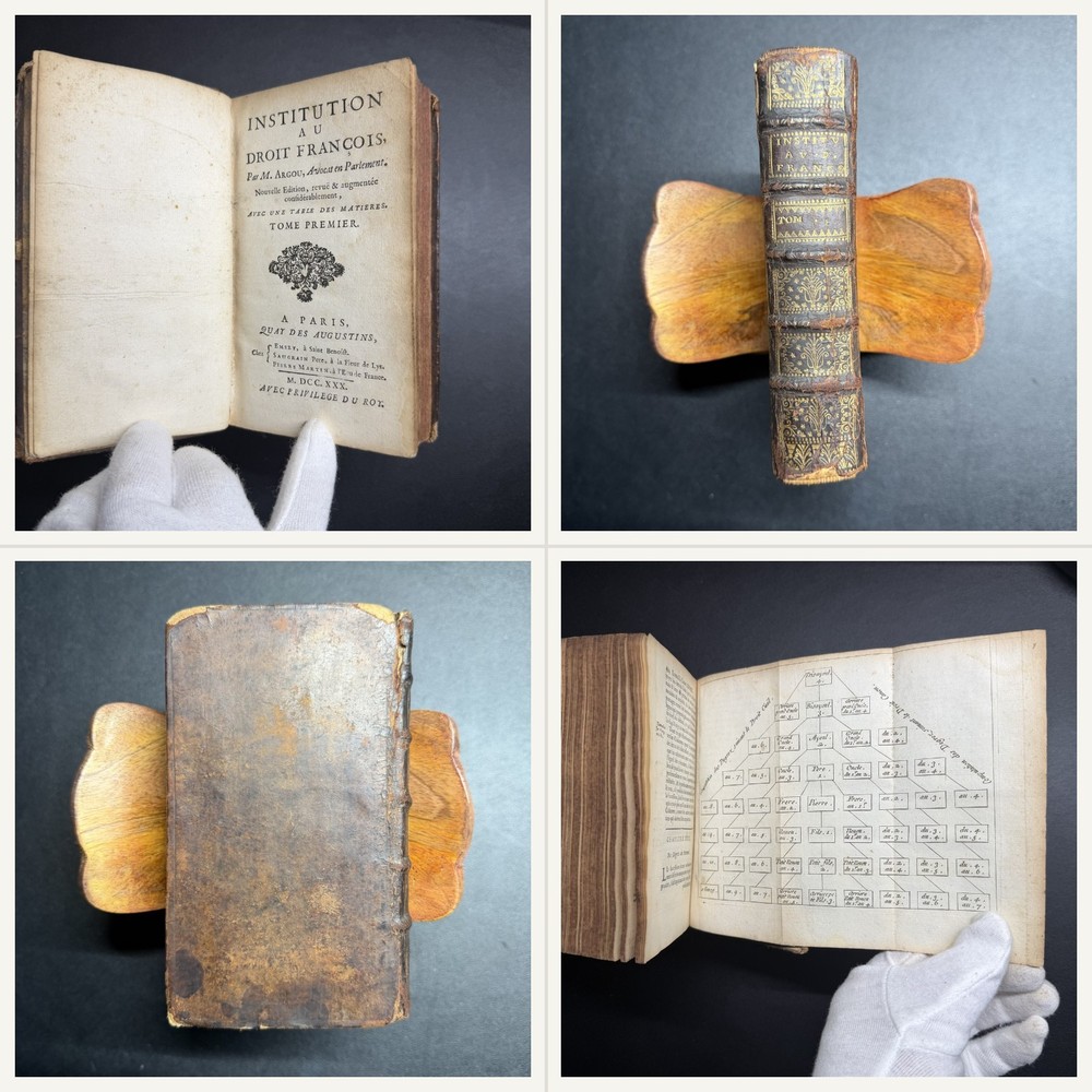 1730 French Law Book, Argou Institution au Droit Francois, Tome 1