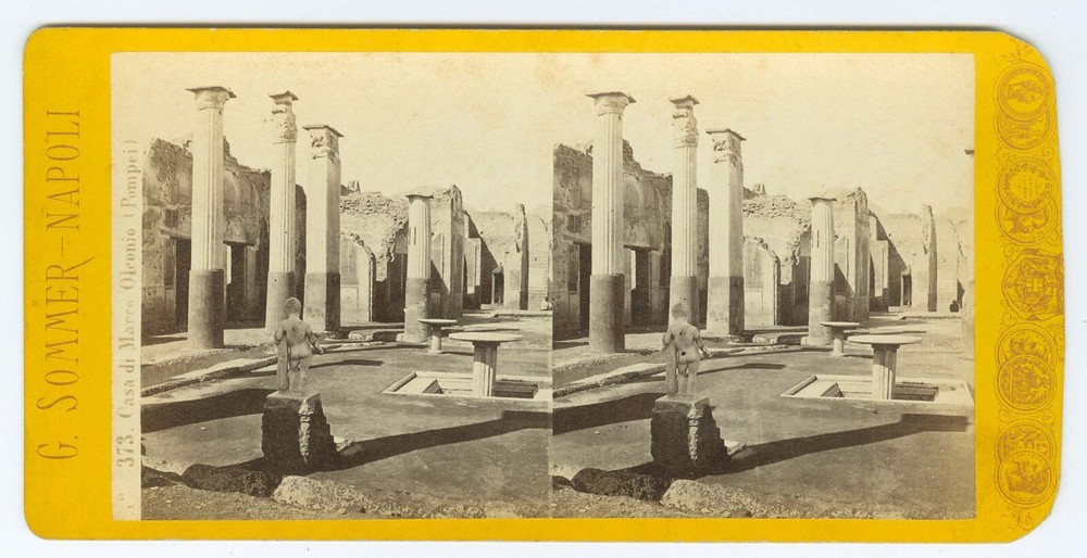 G1392~ ITALY - G. SOMMER Pompei Ruins - c.1860/70 Stereoview
