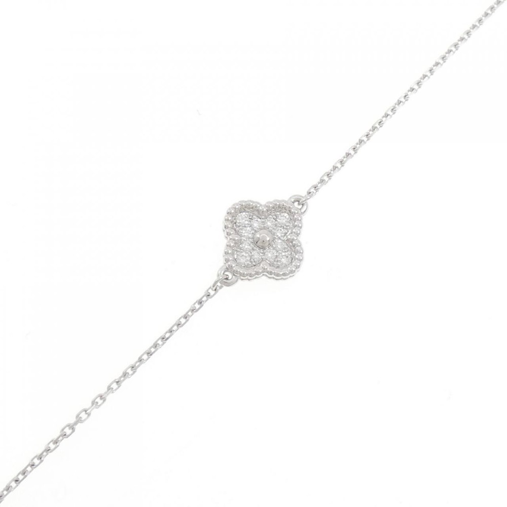Van Cleef & Arpels Sweet Alhambra 6.7 in Chain Bracelet 18k White Gold Diamond 0.08 ctw