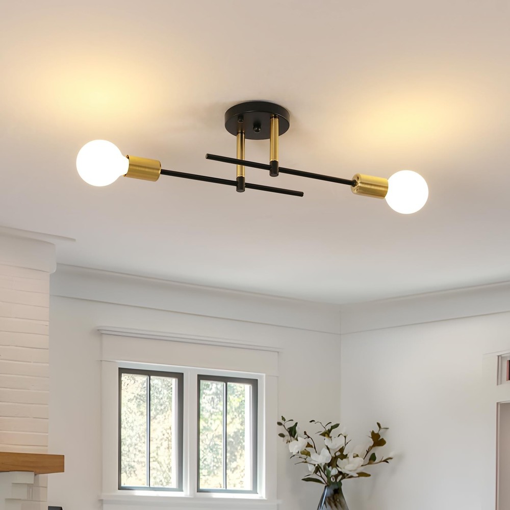 Sputnik Light Fixture, 2 Lights Sputnik Chandelier Semi Flush Mount Ceiling L...