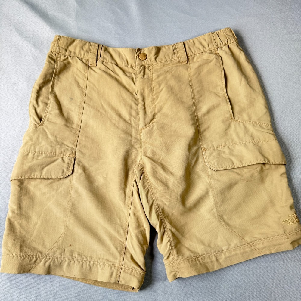 The North Face Cargo Shorts Mens 32 Khaki Utility Hiking Outdoor Pockets Stains