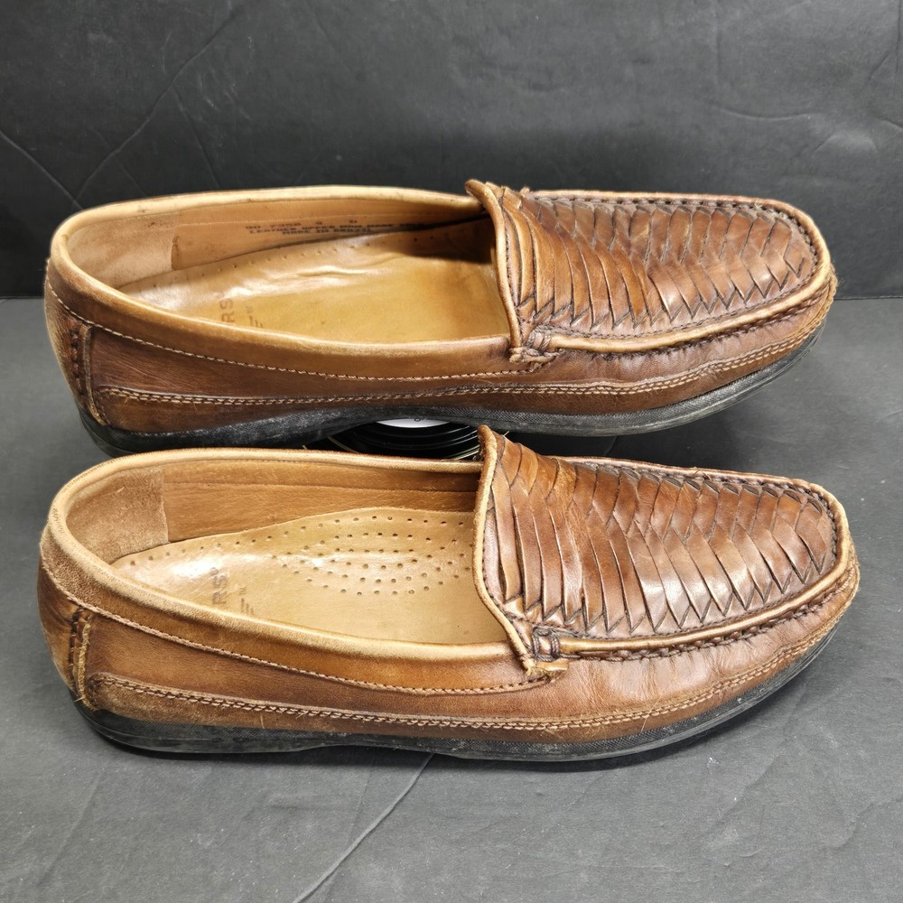 Vintage Dockers Brown Leather Loafers Shoes Slip On Men’s Size 9D Basket Weave