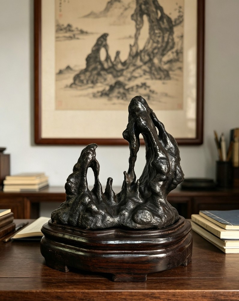 #11132 beautiful chinese Suiseki Bonsai LingBi stone-mountain-chinese art stone