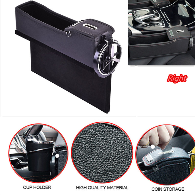 1x Car Seat Catcher Gap Filler Storage Right Side Box Coin Collector Cup Holder