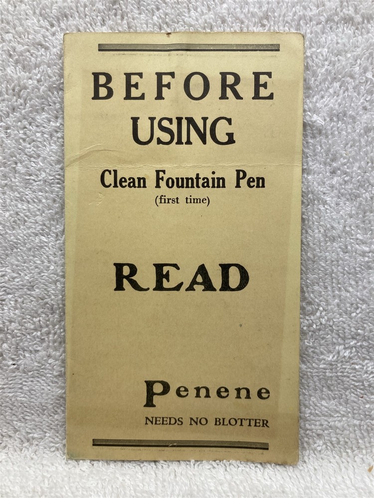 1920s 1930s 1940s Penene Fountain Pen No Blotter Information Flier Philadelphia