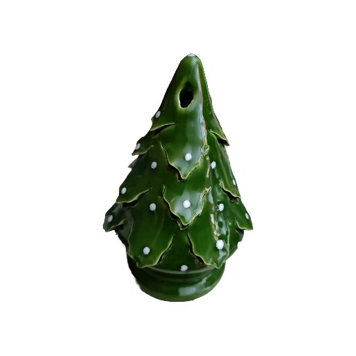 Elegant Italian Porcelain Green Christmas Tree Tealight Candle Holder
