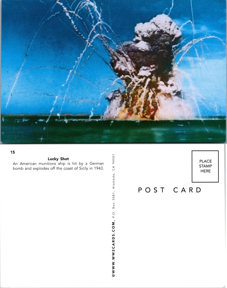 Lucky Shot American Munitions Ship Explosion Postcard