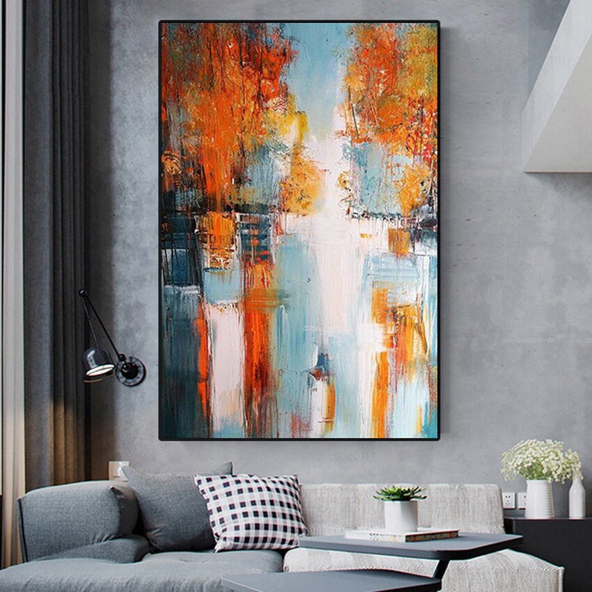 Abstract Art Handmade Oil Painting On Canvas Modern Wall Decor Salon Hanging-image