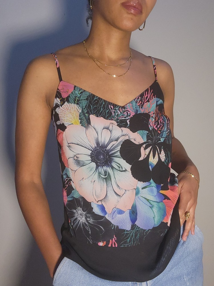 French Connection Floral Cami Tank Top Size US 2 Adjustable Straps