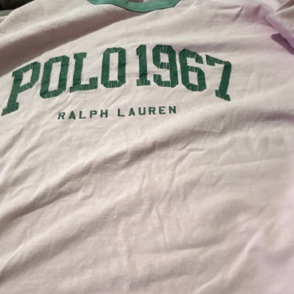 Polo Ralph Lauren Pink Green Classic Fit Logo Crew Neck Cotton T-Shirt Men's S